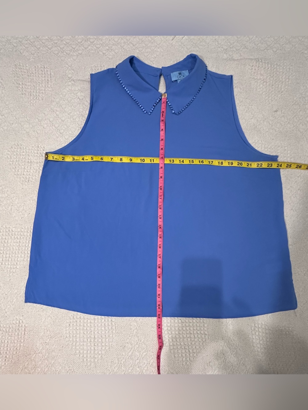 Cece Blue Pleated Neck Camisole - Picture 4 of 6